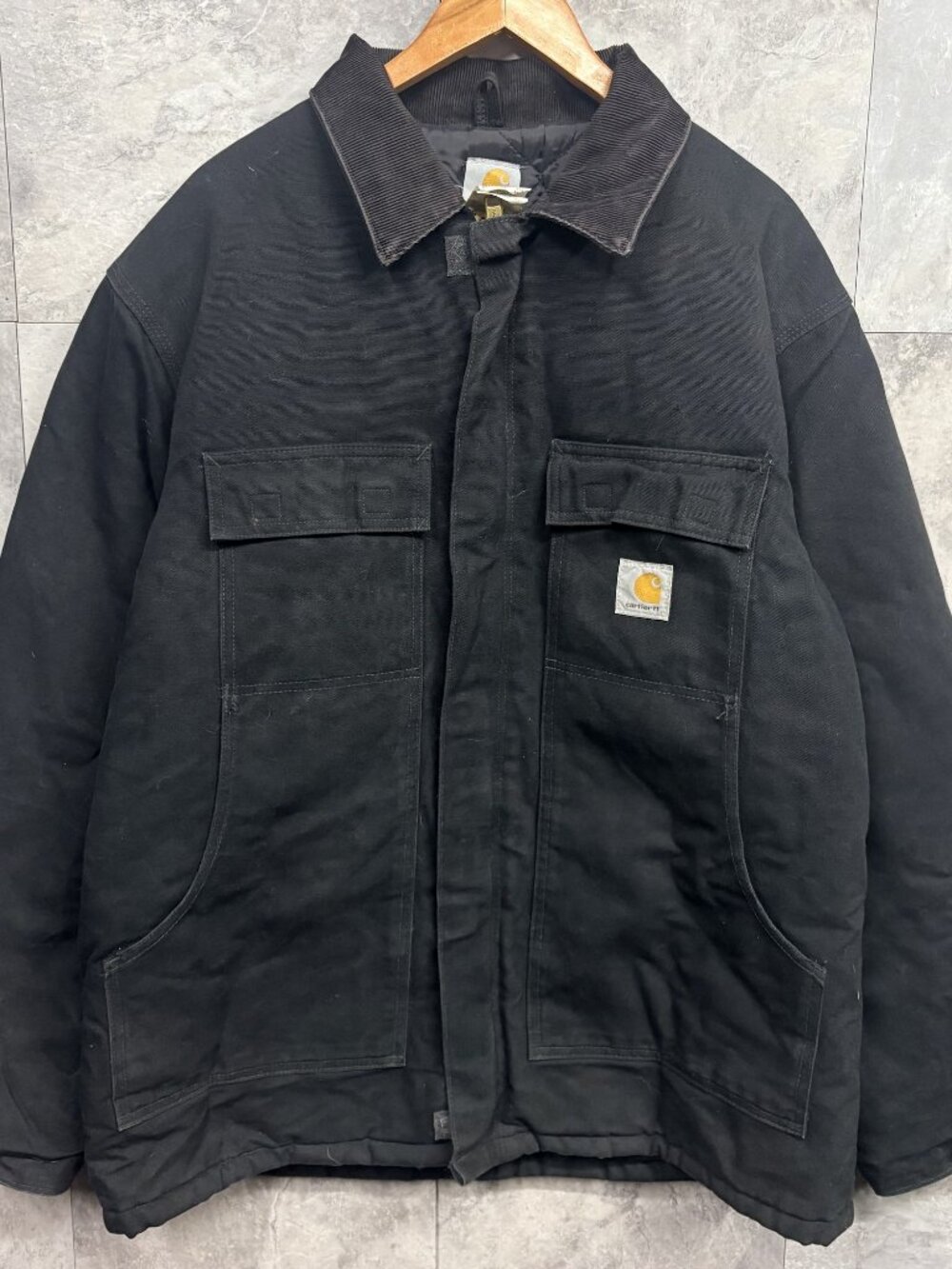 Carhartt C03 Arctic Coat Men's 46 Tall Black Quilted Lined Duck Canvas